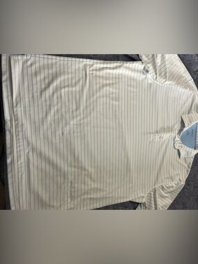Johnnie-O Men's Performance golf Polo White And Blue Stripe Mens Large